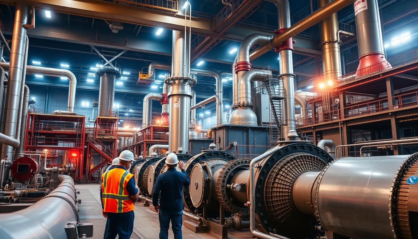 Industrial energy infrastructure construction with combustion equipment and steel fabrication