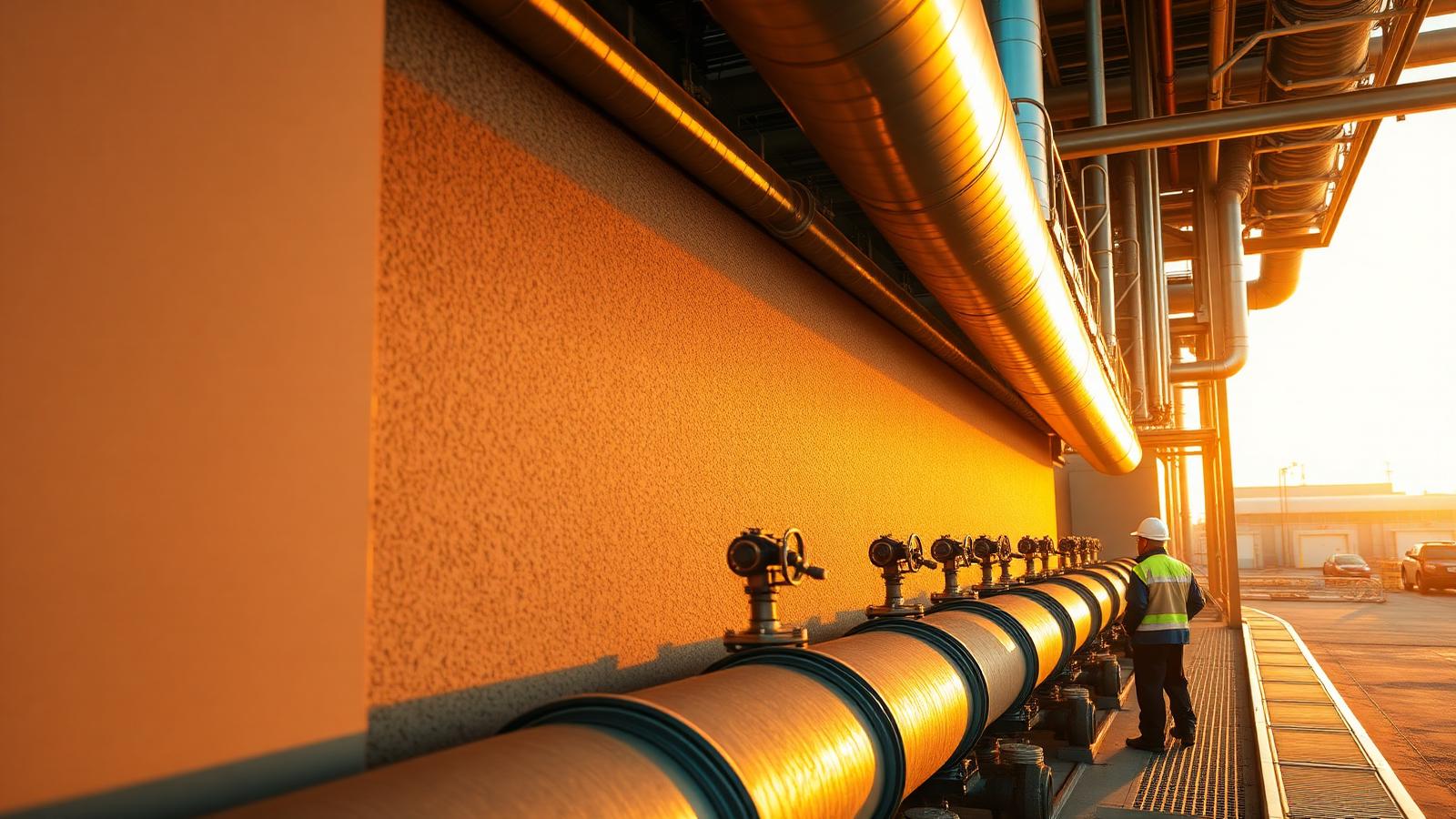 Regenerative thermal oxidizer (RTO) at an industrial facility with technician inspecting ductwork and valves