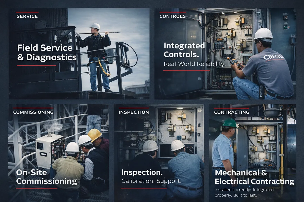 CREATE Industries field services including diagnostics, controls, commissioning, inspection, and contracting